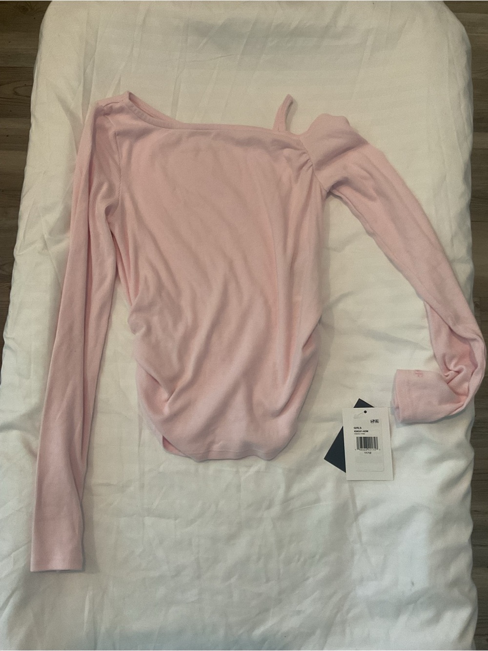 Abercrombie & Fitch Pale Pink One-Shoulder Long Sleeve Bodysuit